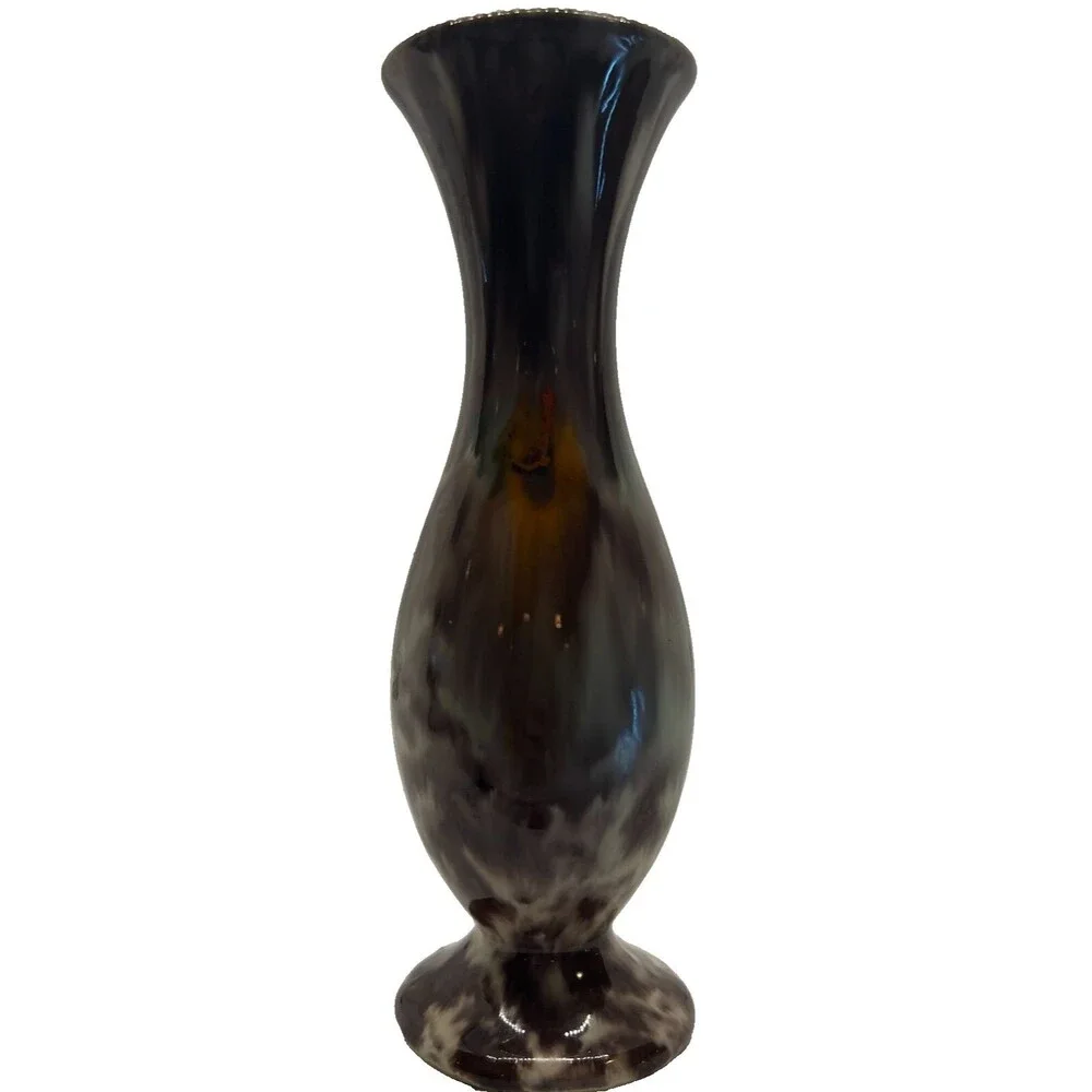 Germany  Art Pottery Bud Vase Handmade brown ivory 6